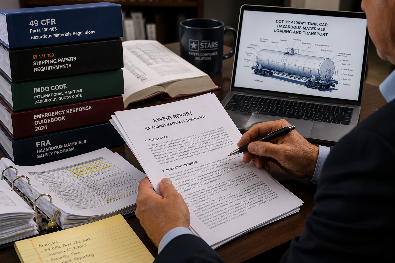 Hazmat expert witness report and regulatory document review